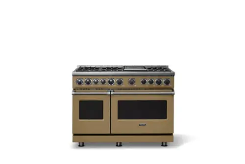 Front. Viking - 48 in. Wide 6 Burner Dual Fuel Sealed Burner Range with Griddle-LP - Golden Hour.