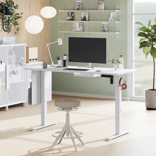 Bestier Adjustable Standing Gaming Desk with USB Port and Side Pocket - 55" wide - white