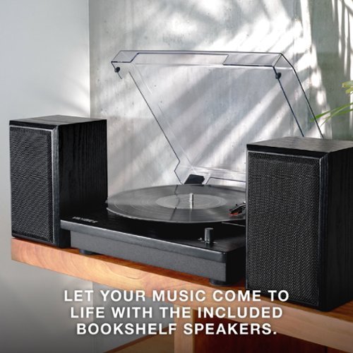 Victrola Montauk Bluetooth Record Player with 3 speed Turntable and Bookshelf Speakers - Black WHERE TO BUY