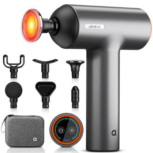 Arboleaf - Massage Gun deep Tissue, 6 Speeds Handheld Percussion Muscle Massager Gun with Case for Pain Relief for Relax, Gifts - Gray with Metal head-Front_Standard 