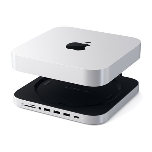 Satechi Stand & Hub for Mac Mini w/ SSD Enclosure with USB-C Data port, 3 USB-A Data ports, Micro/SD Card Readers, & 3.5mm Audio - Silver HOW TO BUY