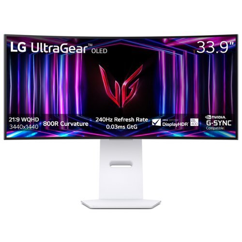 LG - UltraGear 34" OLED Curved WQHD 240Hz 0.03ms FreeSync and NVIDIA G-SYNC Compatible Gaming Monitor with HDR400 - White