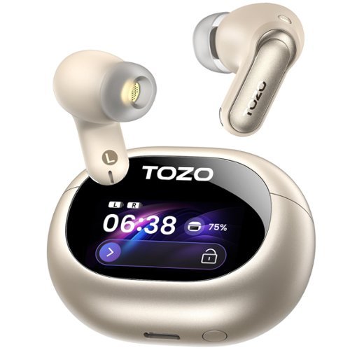 TOZO - Smart Touch Noise Cancelling Earbuds - AI Assistant,80H,LDAC Hi-Res Certified,App-32EQ,IPX8 Waterproof,Wireless Charging - Champagne-Front_Standard 