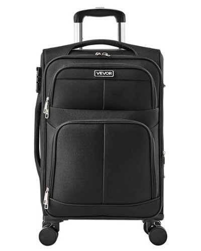 VEVOR - Softside Expandable Luggage with Spinner Wheels, 20-Inch Softside Carry on Luggage - Black-Front_Standard 