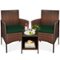 Best Choice Products - 3-Piece Outdoor Wicker Conversation Patio Bistro Set, w/ 2 Chairs, Table - Brown/Midnight Green-Front_Standard