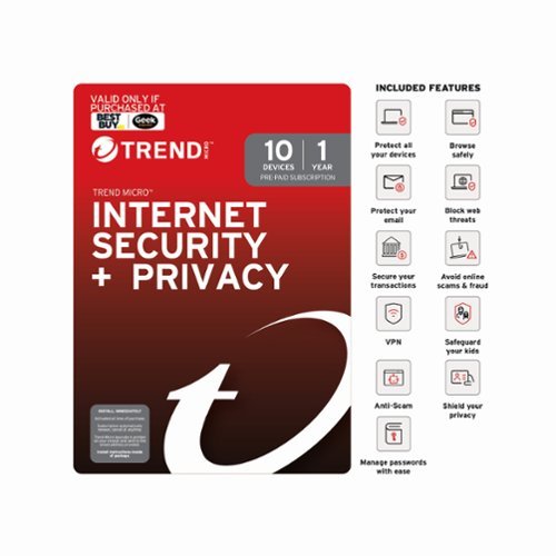 Trend Micro - Internet Security +Privacy + ScamCheck + Identity Protection+ VPN (1-Year Subscription with Auto Renewal) - Android, Apple iOS, Mac OS, Windows [Digital]