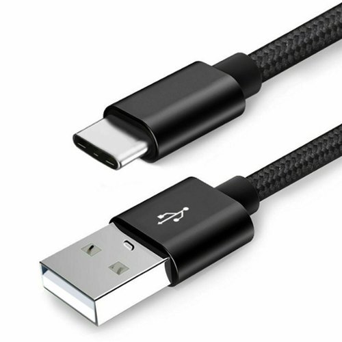 Sanoxy - Braided USB-A-USB Type C Fast Charging Data Sync USB-C to USB-A 2.0 Cable 6ft - Black-Front_Standard 