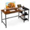 Costway - Writing Desk with Bookshelf - 55" Wide - Rustic Brown-Front_Standard