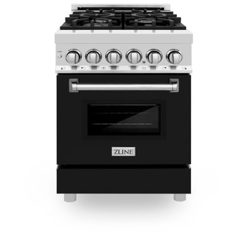 ZLINE - 24" Legacy Dual Fuel Range w/ 4 Burner Cooktop & Electric Oven w/ Black Matte Door (RA-BLM-24) - Multicolor-Front_Standard 