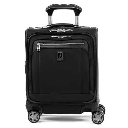 Front. Travelpro - Travelpro Platinum Elite Underseat Spinner Tote Bag with USB Port - Shadow Black.