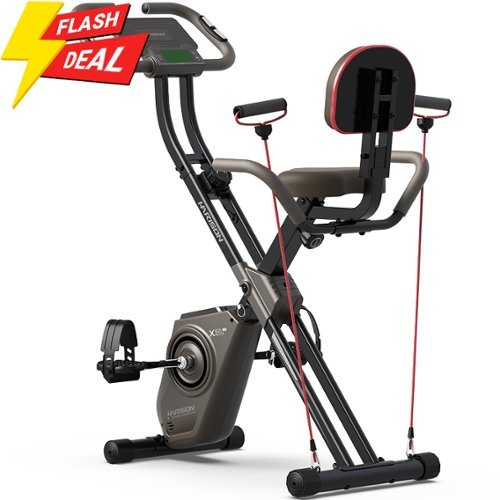 HARISON - Folding Exercise Bike with resistance bands 350 LB, 5in1 Magnetic Stationary Bike with Bluetooth (BBX3L - Brown-Front_Standard 