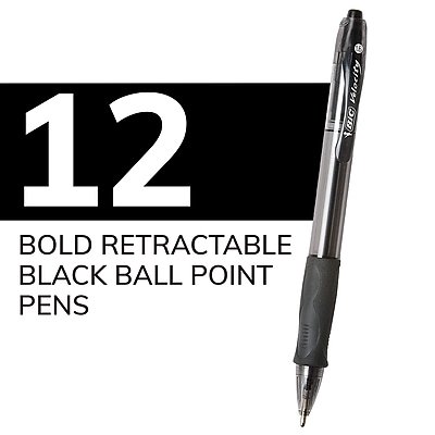 BIC GLIDE Bold Retractable Ballpoint Pen, Bold Point, 1.6mm, Dozen