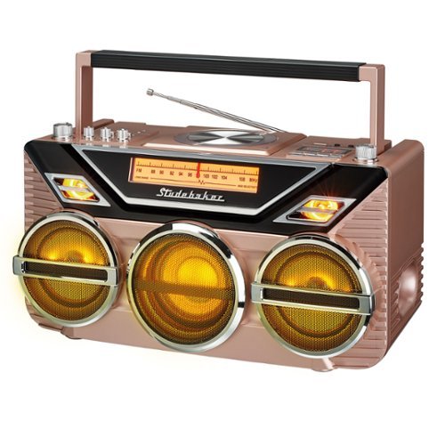 Studebaker - SB2165RG Portable Avanti Stereo Boombox with Bluetooth, CD, FM Stereo Analog Radio and Subwoofer - Rose Gold-Front_Standard 