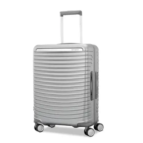 Front. Samsonite - Framelock Max Carry On Spinner Suitcase - Glacial Silver.