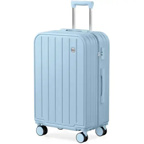 Front. Brick Attic - 24 Inch Suitcases, Checked Luggage with TSA Lock,   PC ABS Hard Shell Mediume Luggage for Women and Kids - Light blue.