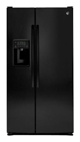 GE - 25.4 Side-by-Side Refrigerator with Thru-the-Door Ice and Water - Black-Front_Standard 