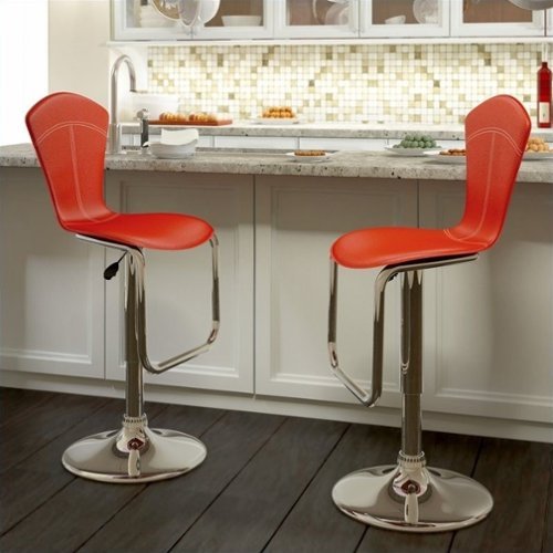 CorLiving - Barstools (Set of 2) - Red/Chrome-Front_Standard 