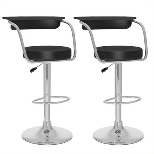 CorLiving - Barstools (Set of 2) - Black/Chrome-Front_Standard 