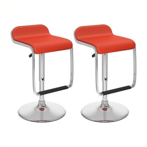 CorLiving - Barstools (Set of 2) - Red/Chrome-Front_Standard 