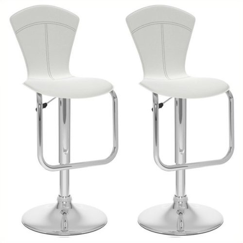CorLiving - Barstools (Set of 2) - White/Chrome-Front_Standard 
