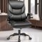 Brick Attic - Leather Office Chair 400LBS Wide Seat Ergonomic Desk Chair Adjustable Task Chair Lumbar Back 5 Year Warranty - Black-Front_Standard