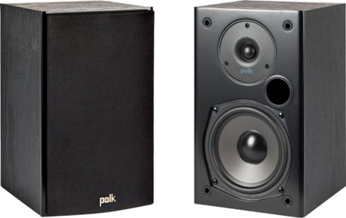  Polk Audio - T15 100 Watt Home Theater Bookshelf Speakers (Pair) | Dolby and DTS Surround | Wall-Mountable - Black