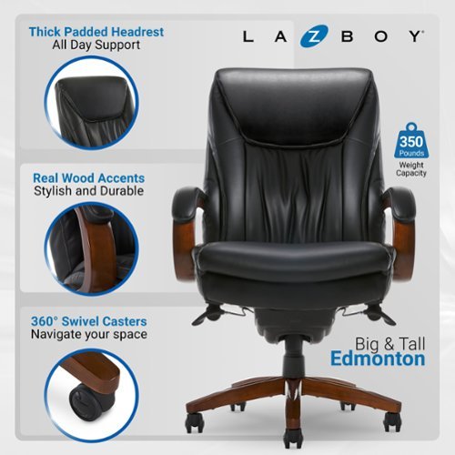 La Z Boy Big & Tall Bonded Leather Executive Chair Black