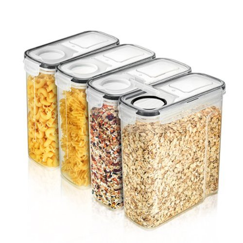  Sorbus - 4 Pack (2L/8.4 Cups) Airtight Food Storage Dispensers for Beans, Pasta, Cereals, and More - Clear