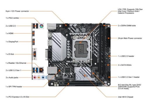 ASUS PRIME H610I PLUS D4 LGA 1700 mini ITX Motherboard (PCIe 4.0