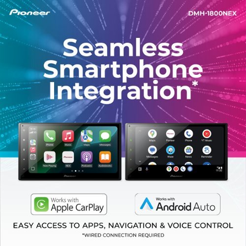 Pioneer 6.8 Apple CarPlay/Android Auto Bluetooth Digital Media (DM) Receiver with backup camera input - Black GLOBAL SHIPPING