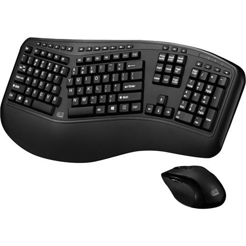 Adesso Tru-Form Media WKB-1500GB Ergonomic Wireless Membrane Keyboard and Mouse - Black WORLDWIDE DELIVERY