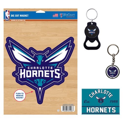 WinCraft - Charlotte Hornets 4-Pack Key Rings and Magnets Set - Multicolor-Front_Standard 