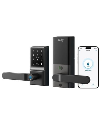 eufy - Smart Lock C33, Wi‑Fi Keypad Lever, Fingerprint & Keyless Entry, Deadbolt, App Control, IP53 Waterproof - Black-Front_Standard 
