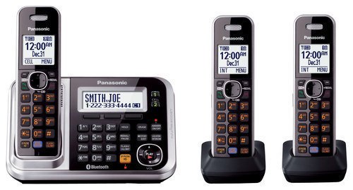  Panasonic - KX-TG7873S Link2Cell DECT 6.0 Plus Expandable Cordless Phone System with Digital Answering System - Silver