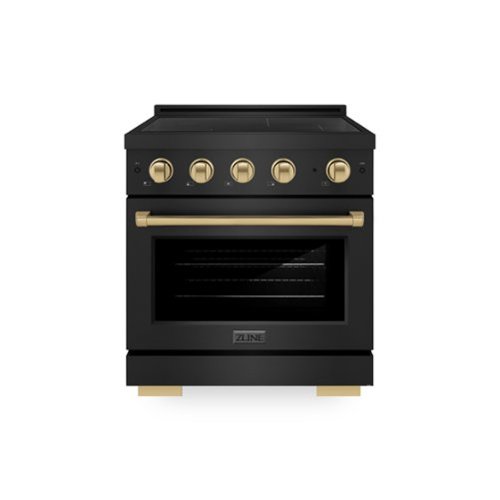 ZLINE - Autograph 30 in. 4.2 cu. ft. Paramount Freestanding Induction Range with 4 Burners in Black Steel with Bronze Accents - Black Stainless Steel