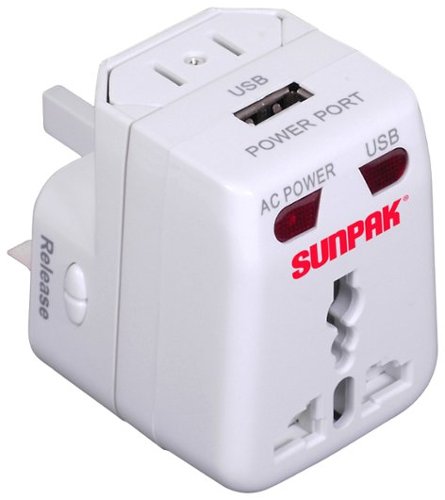 Sunpak - Universal Travel Power Adapter for Select Electronic Devices - White-Front_Standard 