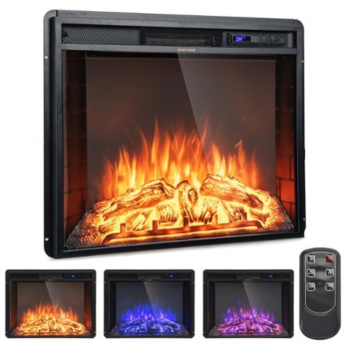 Costway - 26 Inch Recessed Electric Fireplace heater W/ Remote Control 750W/1500W - Black-Front_Standard 