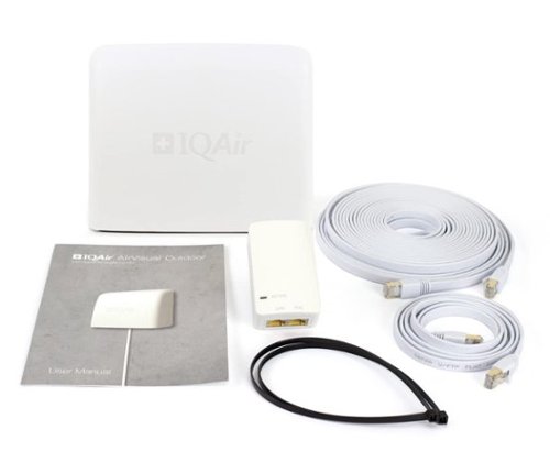 IQAir AirVisual Outdoor Air Quality Monitor, Detects PM1, PM2.5, PM10, CO2, Temperature, Humidity; Wi-Fi, LAN, German Made - white GLOBAL SHIPPING