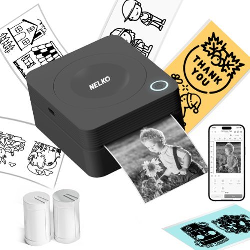 Nelko - PM230 Portable Bluetooth Thermal Sticker Printer with 2 rolls-54mm*3.5m - Black-Front_Standard 