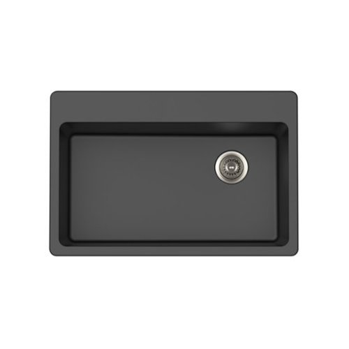 Winpro - Dual Mount Granite Composite 33 in. x 22 in. x 9-1/2 in. Single Bowl Kitchen Sink - Black-Front_Standard 