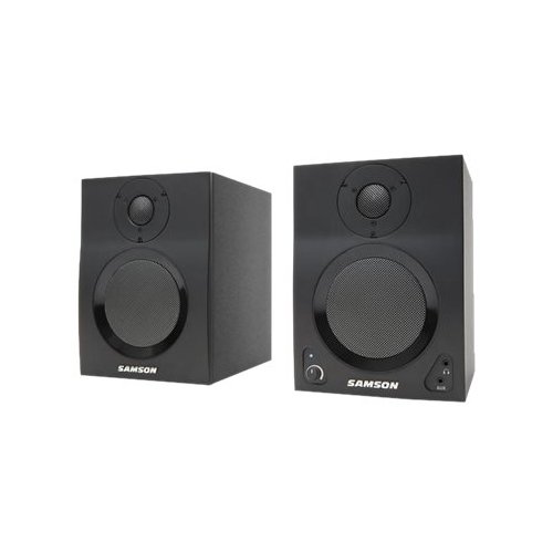  Samson - MediaOne 4&quot; 80W 2-Way Powered Wireless Monitor Speakers (Pair) - Black satin
