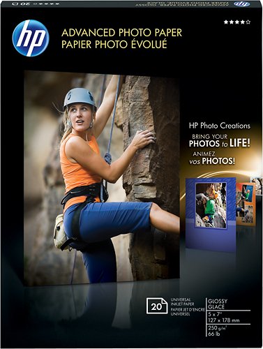  HP - 20-Count 5&quot; x 7&quot; Glossy Advanced Photo Paper - White