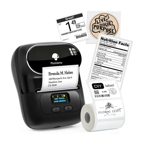 Phomemo - M110 Bluetooth Inkless Thermal Label Maker for Small Business, Retail & Office - iOS/Android Compatible - Black-Front_Standard 