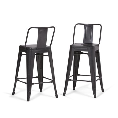 Simpli Home - Rayne Metal Counter Height Stool (Set of 2) - Gray-Front_Standard 
