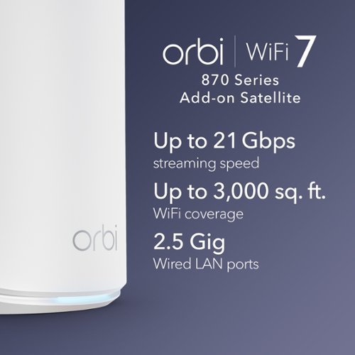 NETGEAR Orbi 870 Series BE21000 Tri-Band Mesh Wi-Fi 7 Satellite - White WORLDWIDE DELIVERY