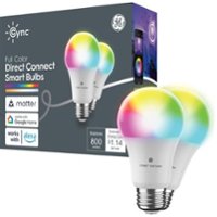 GE - Cync Direct Connect Matter Light Bulbs (2 A19 LED Color Changing Light Bulbs) - Full Color