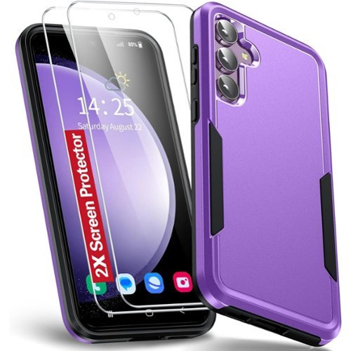 Entronix - Galaxy S25 Plus Bundle - Premium Soft-Touch Case with 2 Clear Screen Protectors - Purple-Front_Standard 