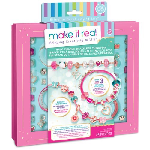 Make It Real - Make It Real: Halo Charms Think Pink DIY Bracelets Kit, 28 Pieces