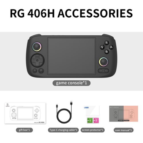 Anbernic RG406H 4 IPS Touchscreen Retro Gaming Handheld - Android 13 - Unisoc T820 - 8GB RAM with 128GB SSD - Black BUY ONLINE