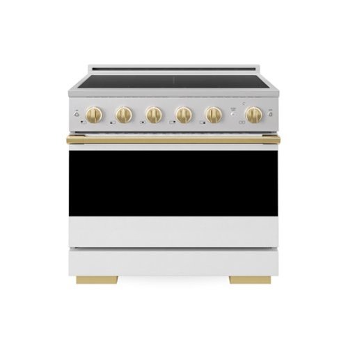 ZLINE - Autograph 36 in. 5.2 cu. ft. Marino Freestanding Induction Range with 5 Burners and Gold Accents with White Door - White Matte